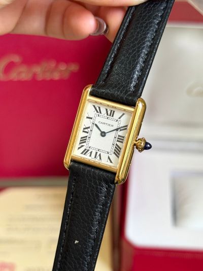 Cartier Tank Must 29.5*22mm Black Cowhide Leather Strap ETA Quartz Movement Watch